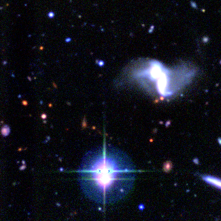 merging galaxies, and  binary star with scary face in S